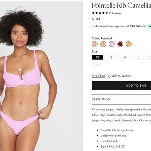 NWT L*SPACE Camellia Bikini Top DCup Rosebud